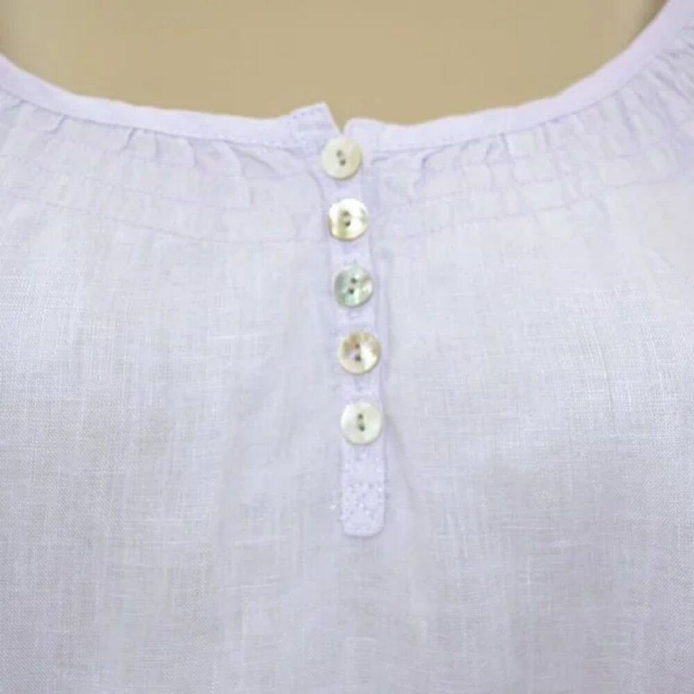 Eddie Bauer Lilac Lavender Purple Linen Minimalist Peasant Tunic Blouse Top L - Picture 5 of 6